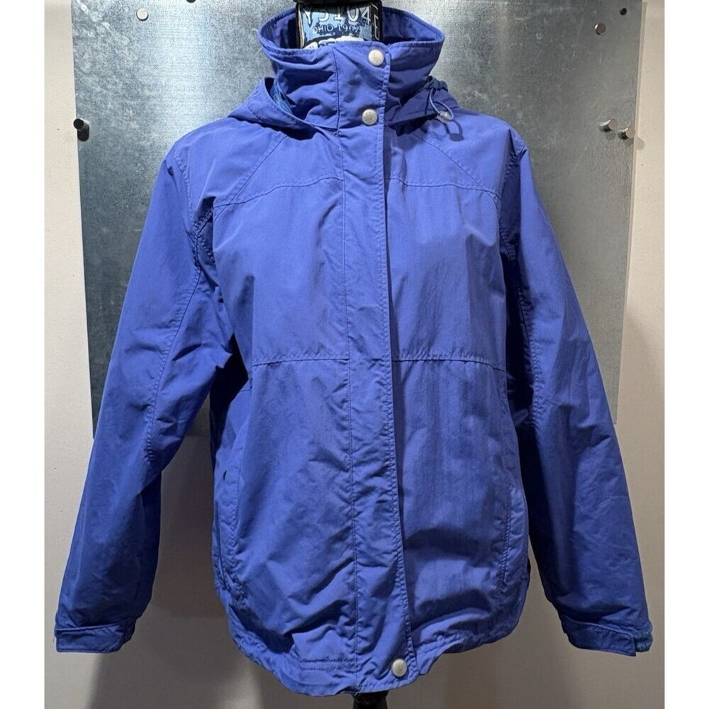 LL Bean 3 in 1 Jacket Women's Blue Windbreaker Hid-a-Hood Rain Jacket L-REG - Picture 7 of 16